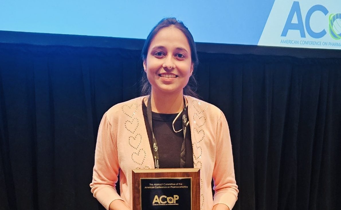 Recent PhD Graduate Dr. Paridhi Gupta Receives the Trainee Award at the American Conference on Pharmacometrics
